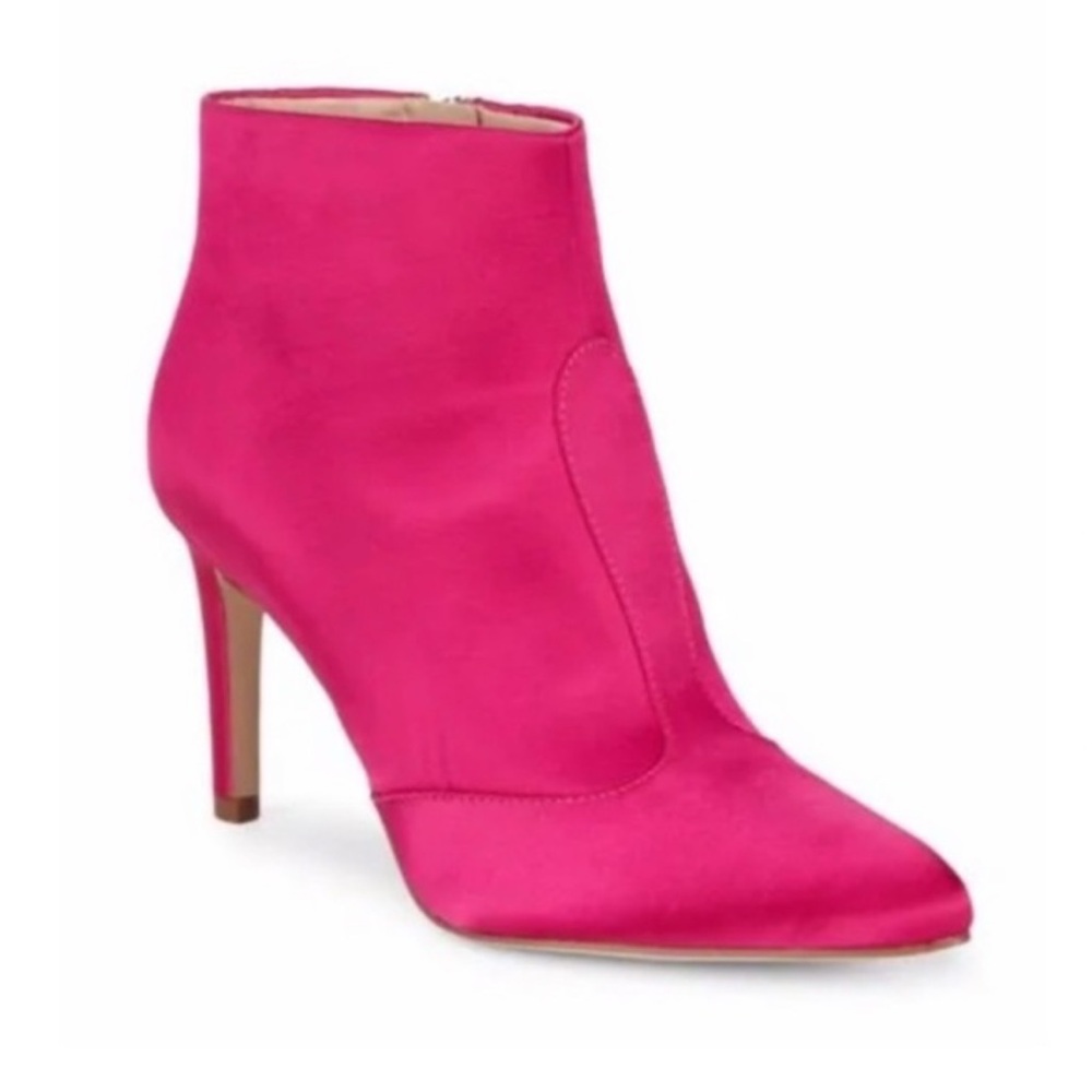 NWT - Sam Edelman Olette High Pointed Toe, Satin, Hot Pink Ankle Boots. Size 8